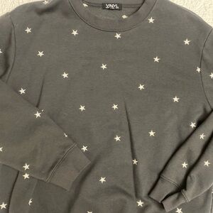 Vinyl Icons Women’s Navy Blue Oversized Sweatshirt Embroidered Stars Size XL